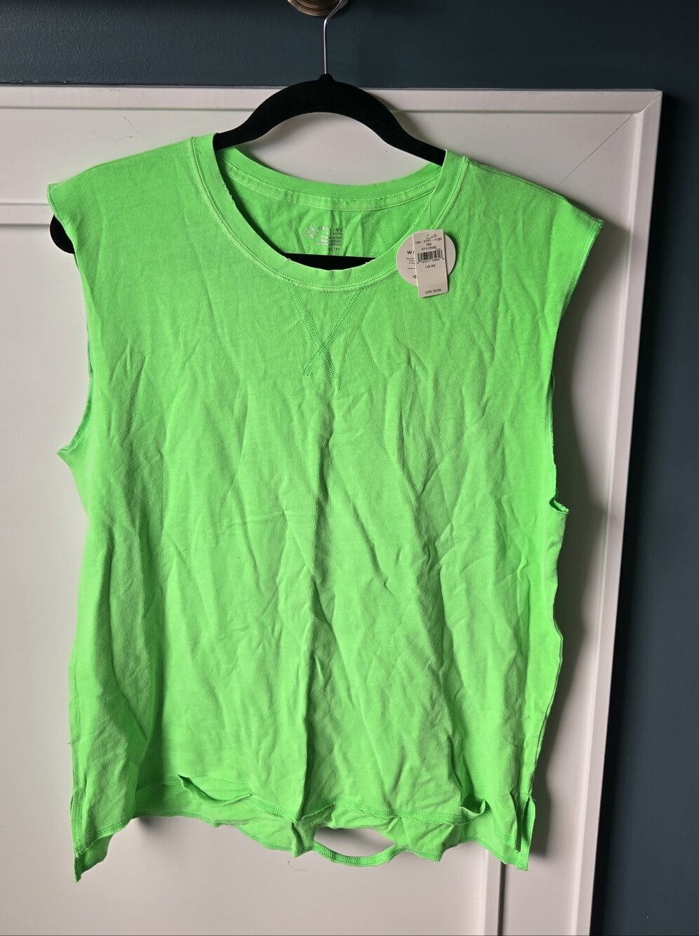 Aerie Distressed Neon Green Sleeveless Muscle Tank Top